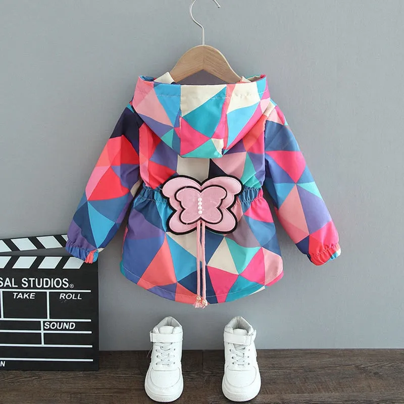 Girls Flower Hooded Lightweight Jacket