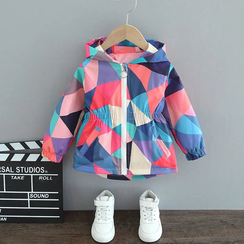 Girls Flower Hooded Lightweight Jacket