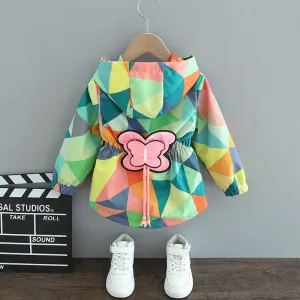 Girls Flower Hooded Lightweight Jacket