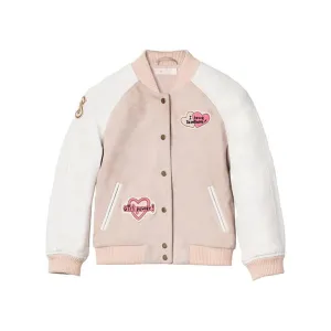 Girls Hanna Leather Bomber Jacket - Blush