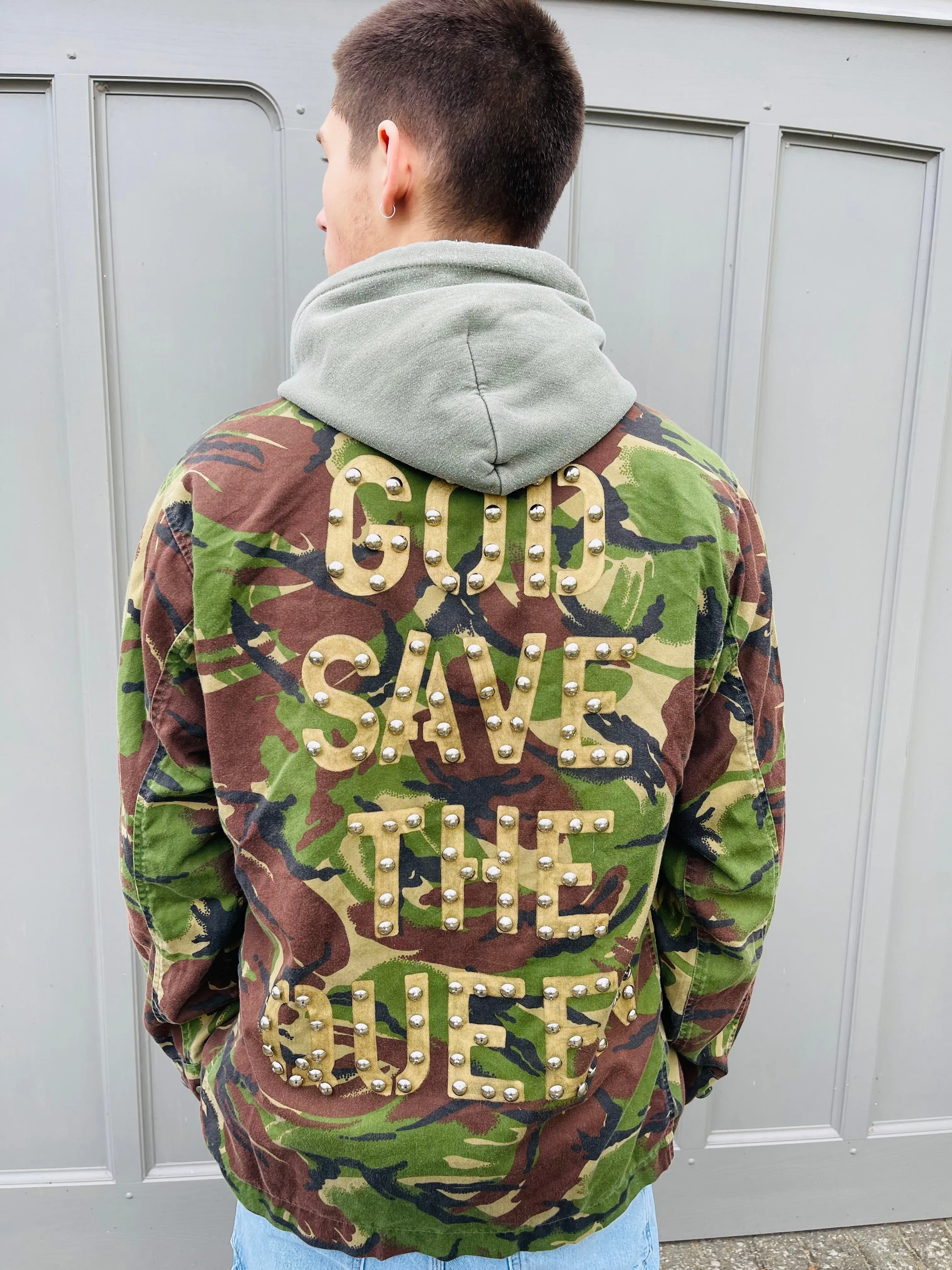 God Save The Queen Green Camo Jacket