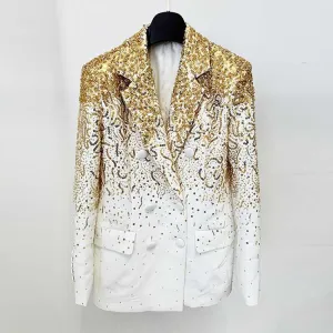 Gold Gradient Sequin-Beaded Embroidered Blazer
