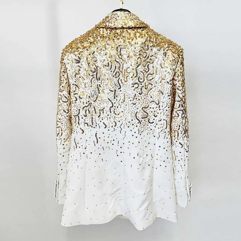 Gold Gradient Sequin-Beaded Embroidered Blazer