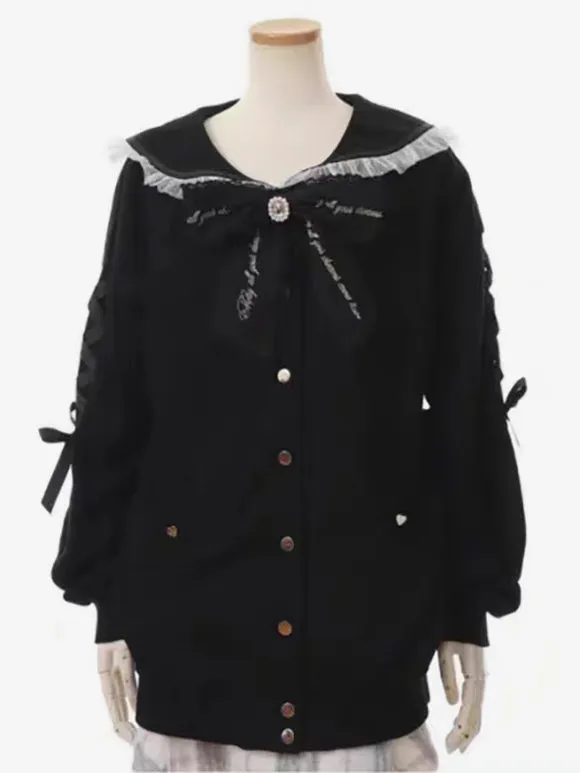 Gothic Lolita Coats White Ruffles Bows Polyester Overcoat Coat Fall Lolita Outwears