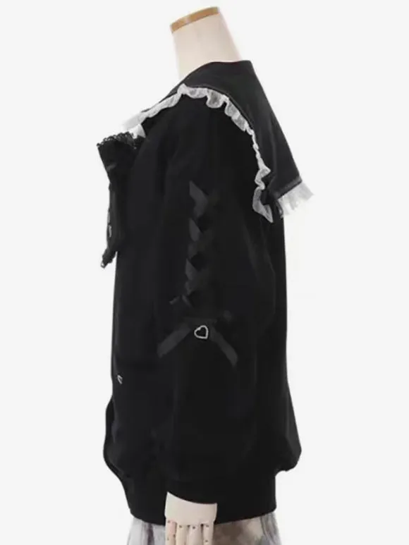 Gothic Lolita Coats White Ruffles Bows Polyester Overcoat Coat Fall Lolita Outwears