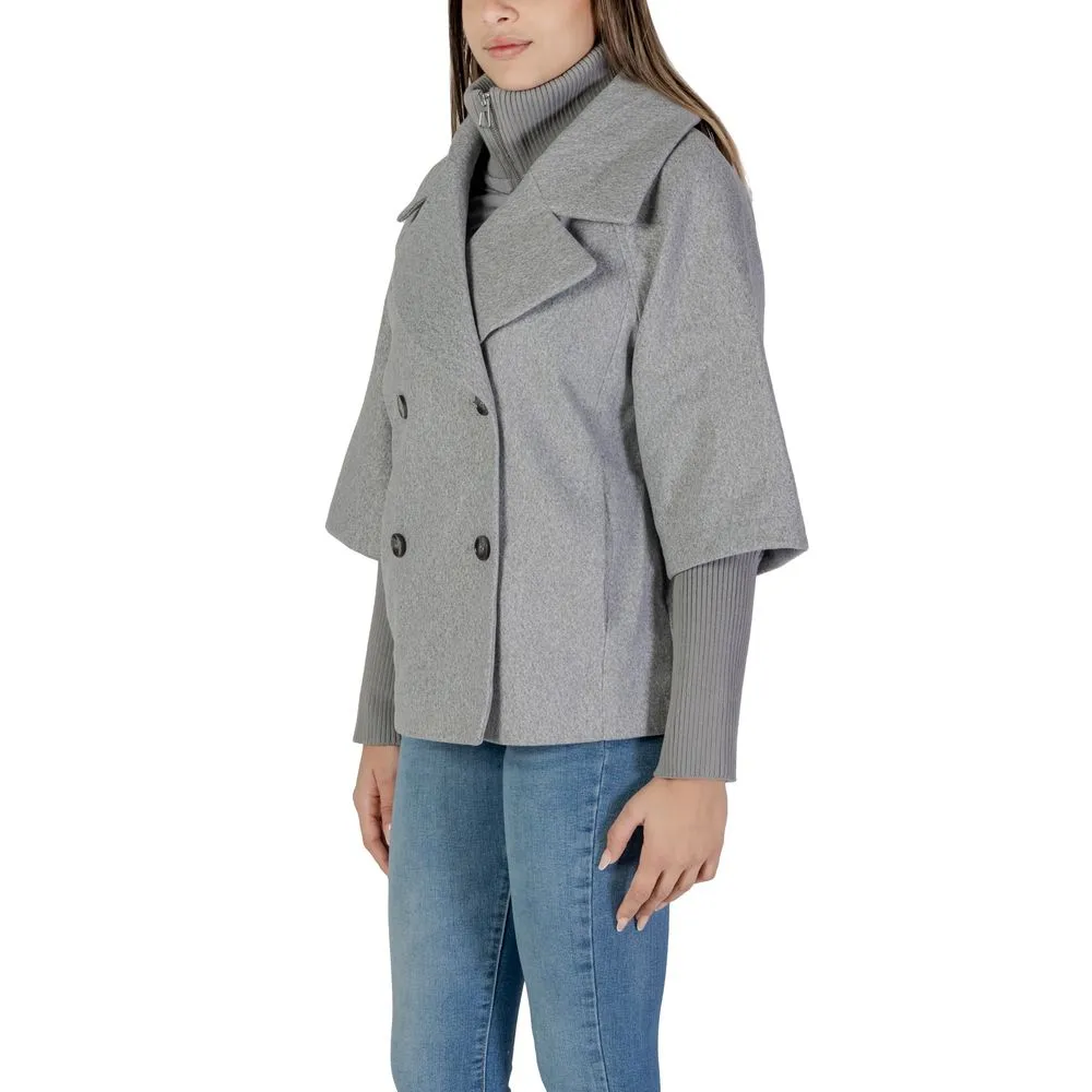 Gray Polyester Jackets & Coat