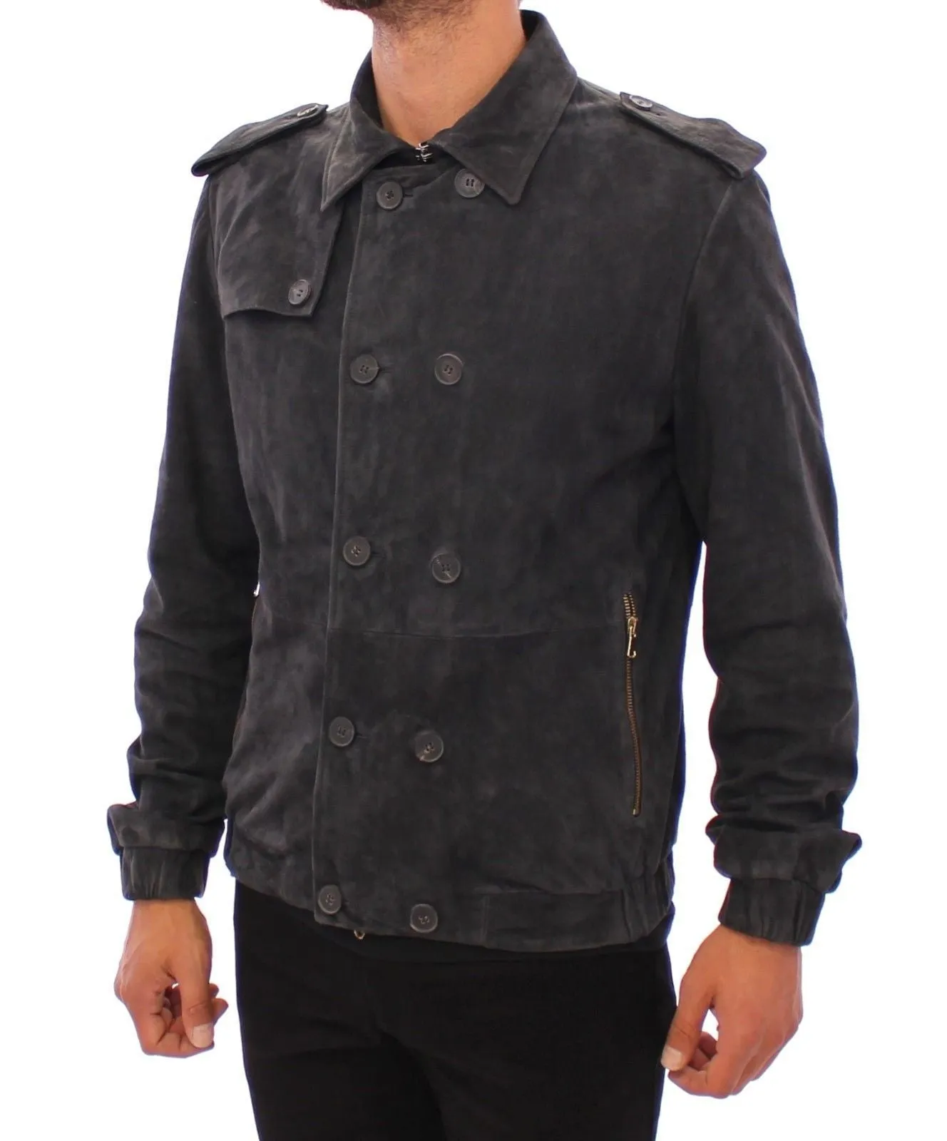 Gray Suede Leather Jacket
