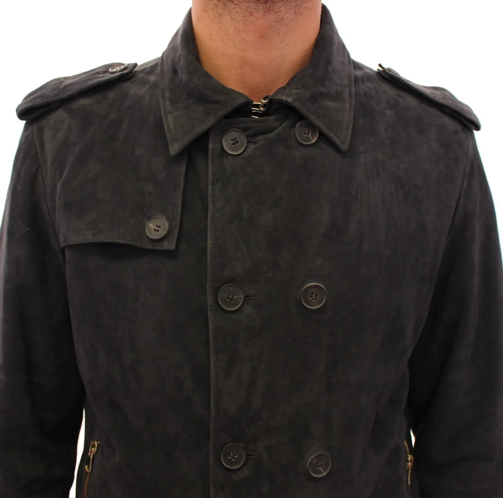 Gray Suede Leather Jacket