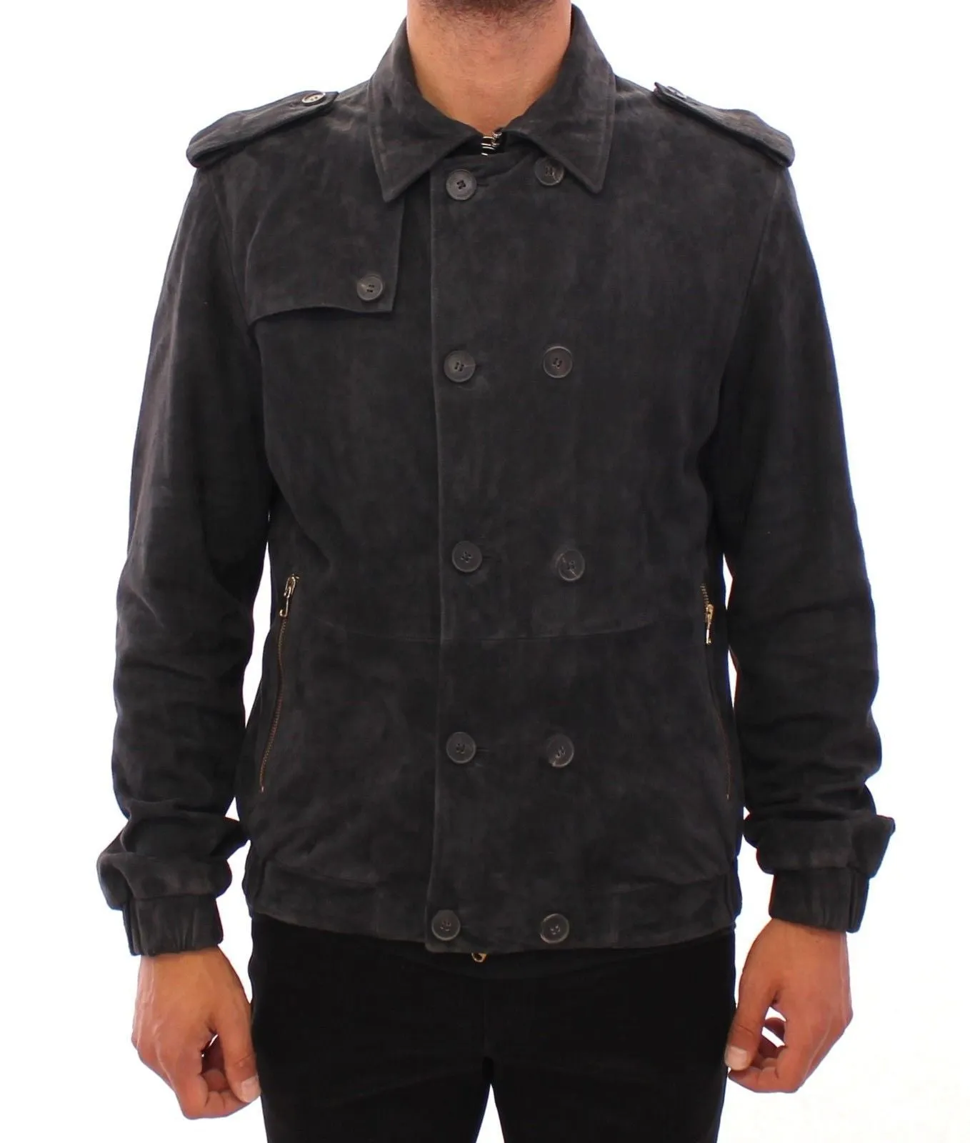 Gray Suede Leather Jacket