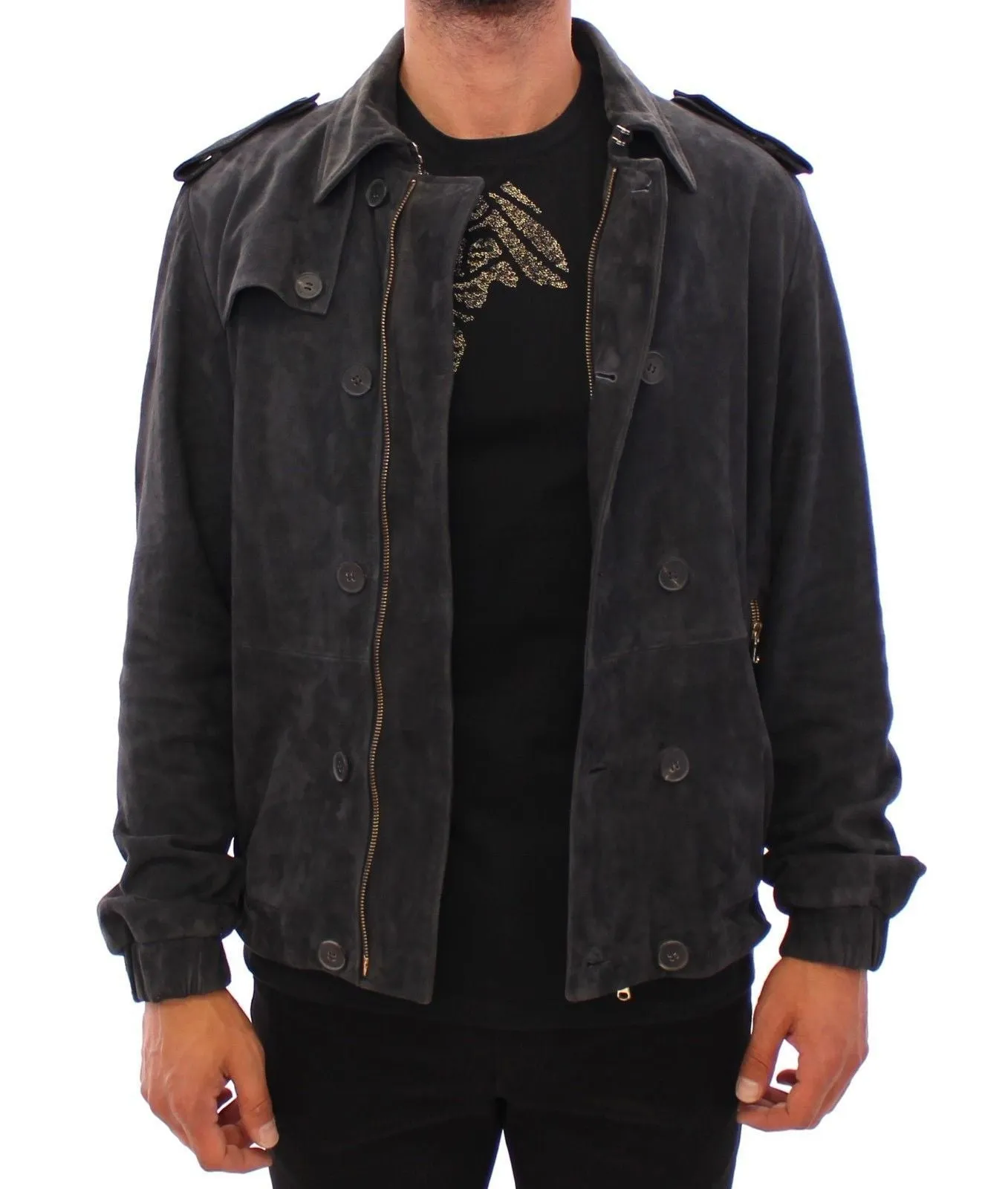 Gray Suede Leather Jacket