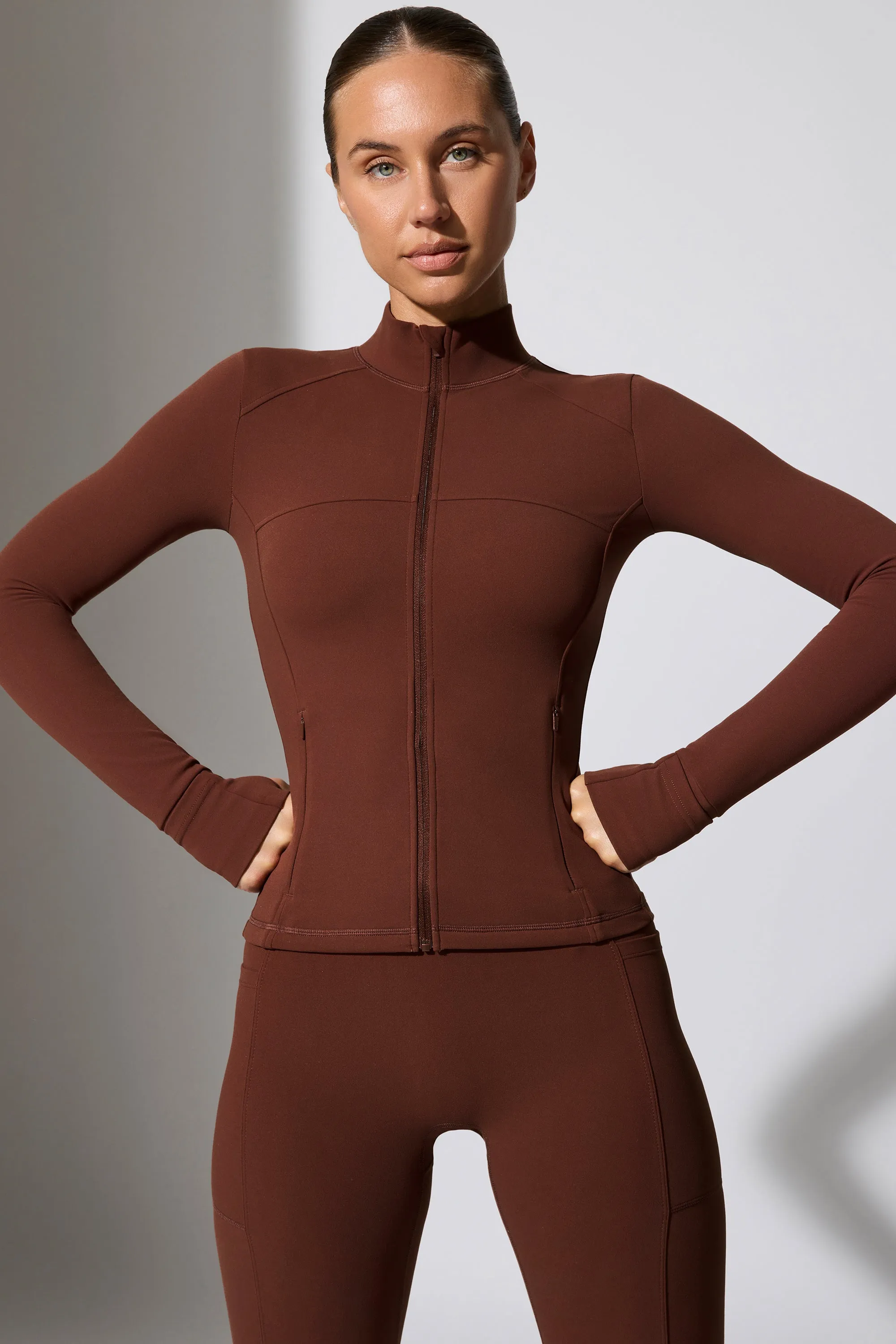 Growing - Long Sleeve Zip Up Jacket in Chocolate