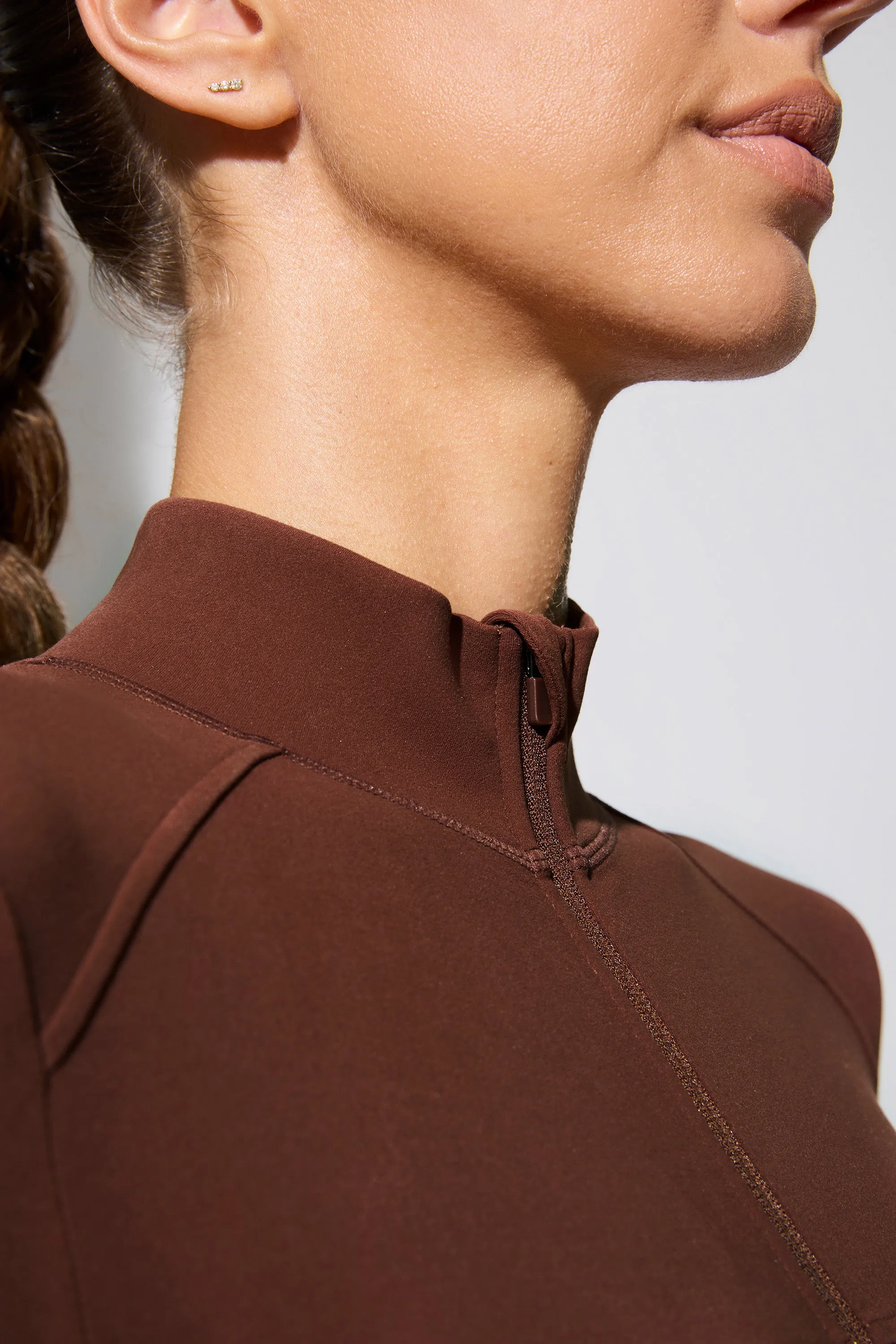 Growing - Long Sleeve Zip Up Jacket in Chocolate