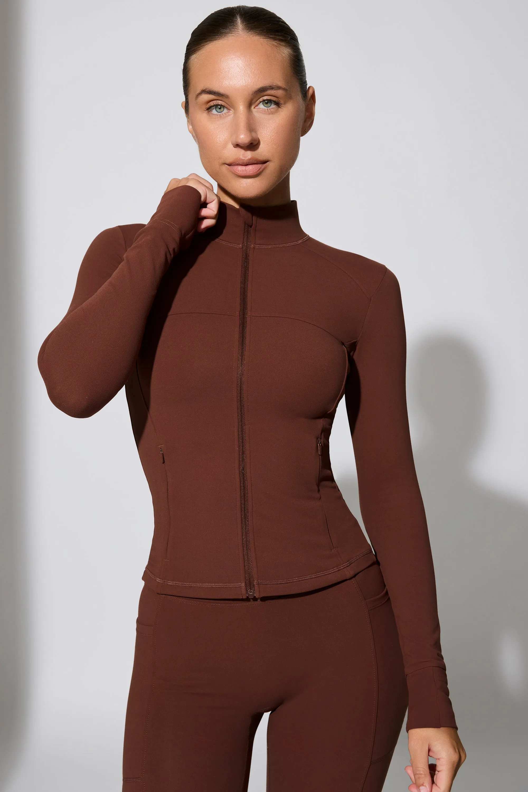Growing - Long Sleeve Zip Up Jacket in Chocolate