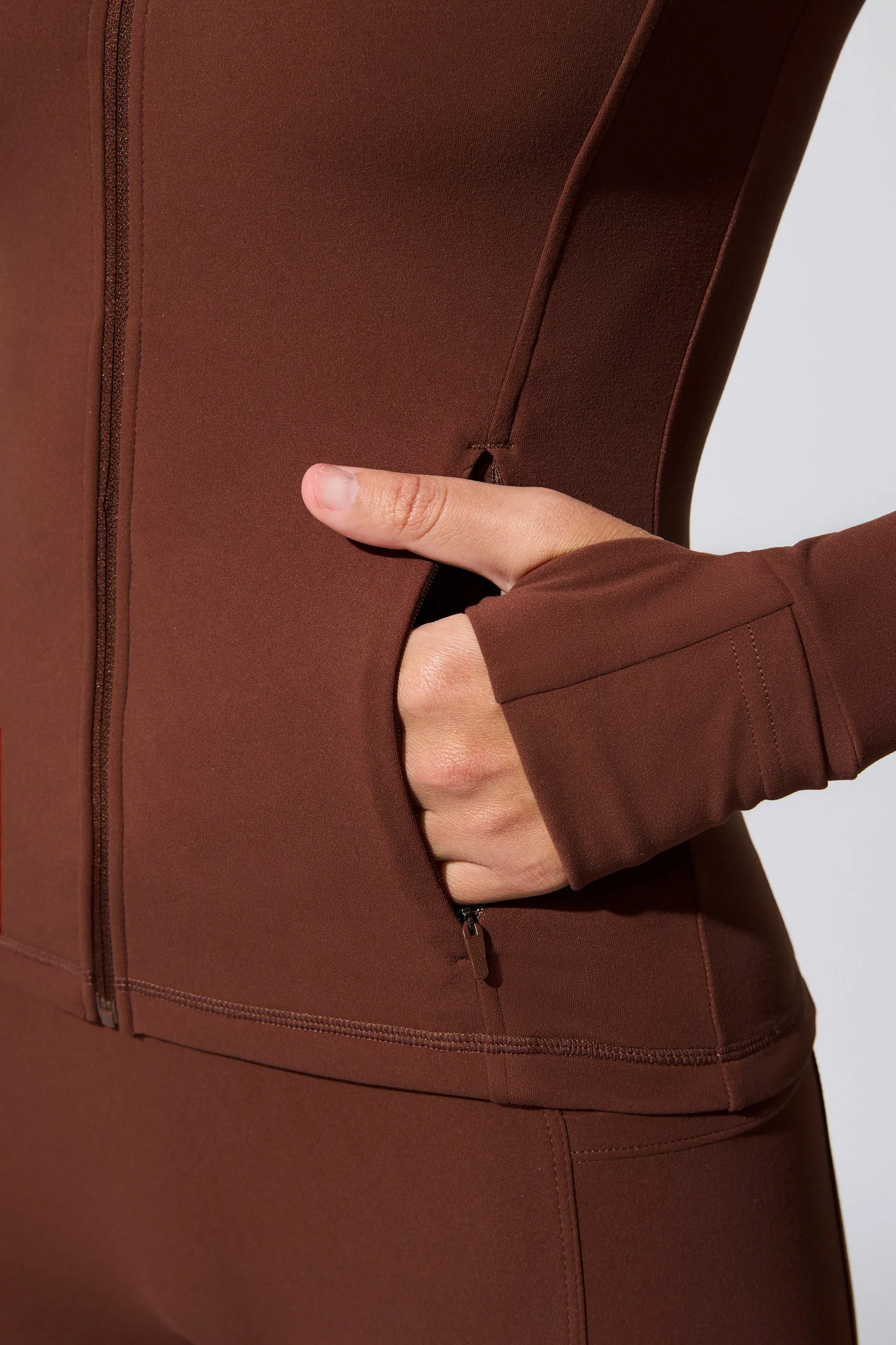 Growing - Long Sleeve Zip Up Jacket in Chocolate