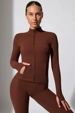 Growing - Long Sleeve Zip Up Jacket in Chocolate