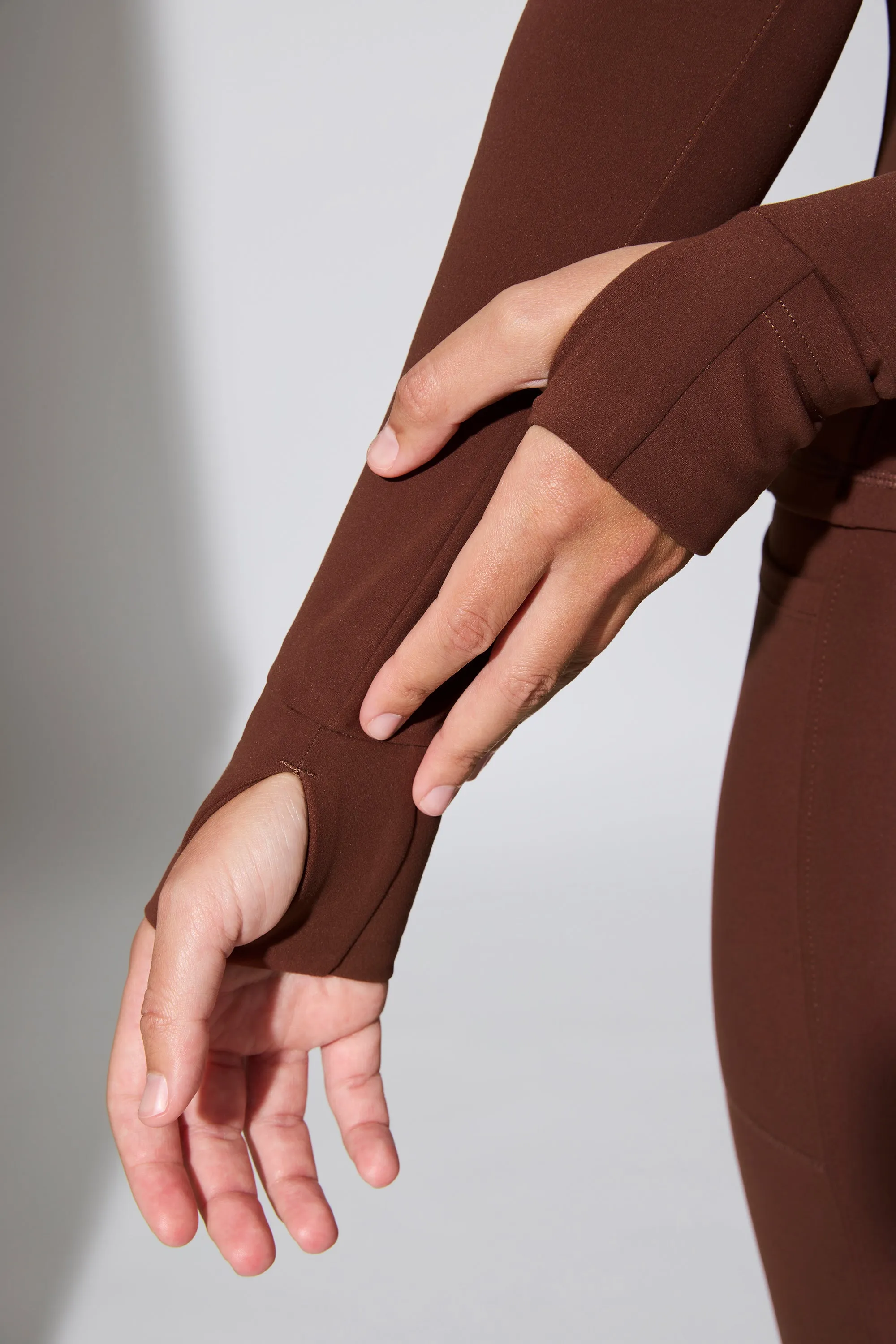 Growing - Long Sleeve Zip Up Jacket in Chocolate