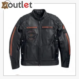 Harley Davidson Mens EXMOOR Reflective Wing Motorcycle Leather Jacket