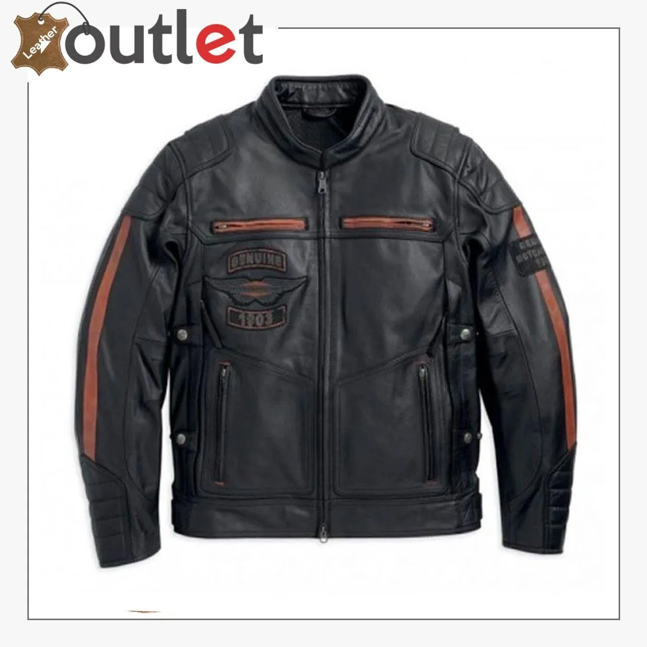 Harley Davidson Mens EXMOOR Reflective Wing Motorcycle Leather Jacket
