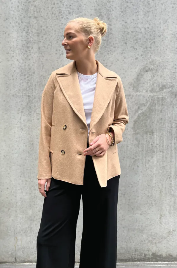 HARRIS WHARF LONDON - PEACOAT LIGHT PRESSED WOOL BEIGE