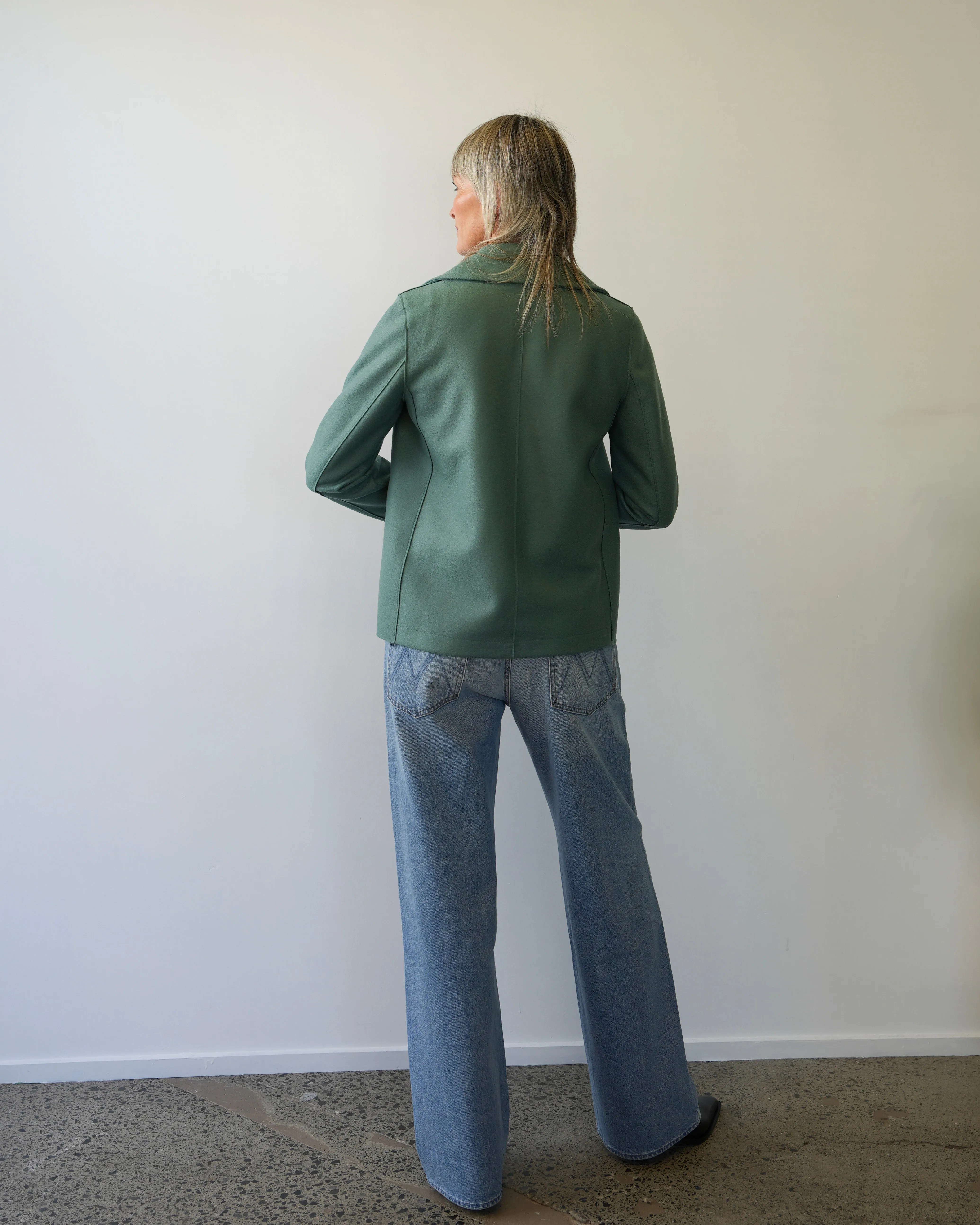 Harris Wharf London | Peacoat Light Pressed Wool - Sea Green