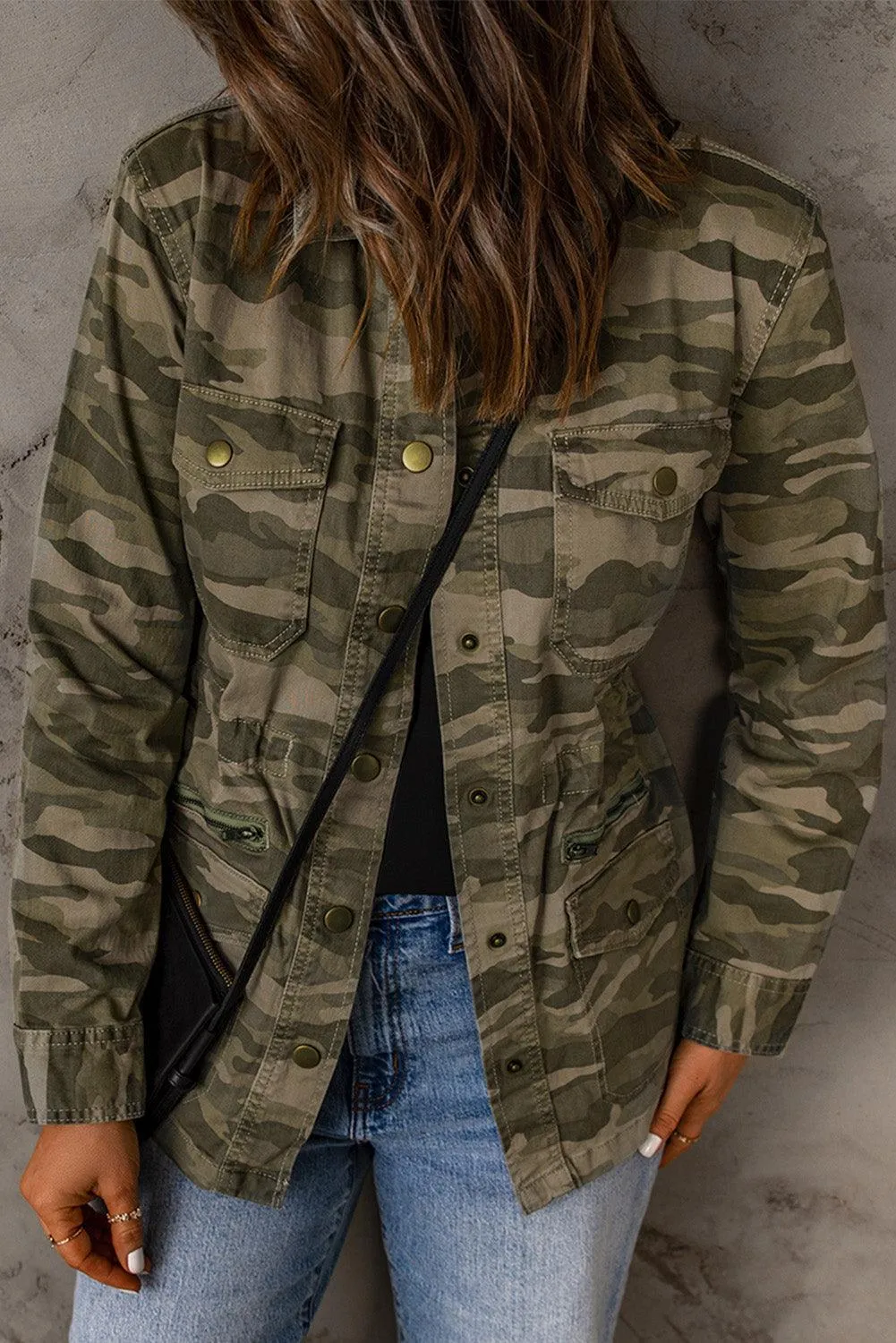 Hazel Blues® | Camouflage Snap Down Jacket