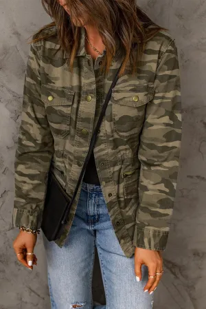 Hazel Blues® | Camouflage Snap Down Jacket