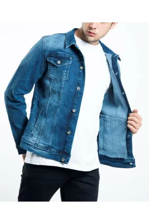 HB Mens Denim Jacket Stretchable Fine Lycra