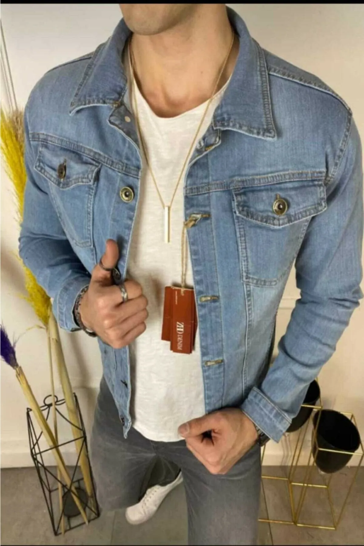 HB Mens Denim Jacket Stretchable Fine Lycra
