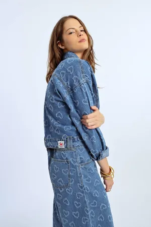 HEART PATTERN DENIM JACKET