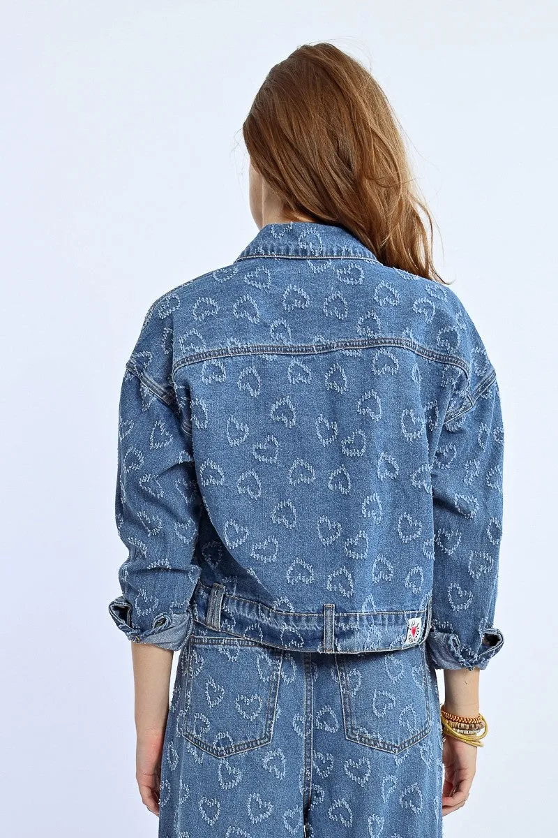 HEART PATTERN DENIM JACKET