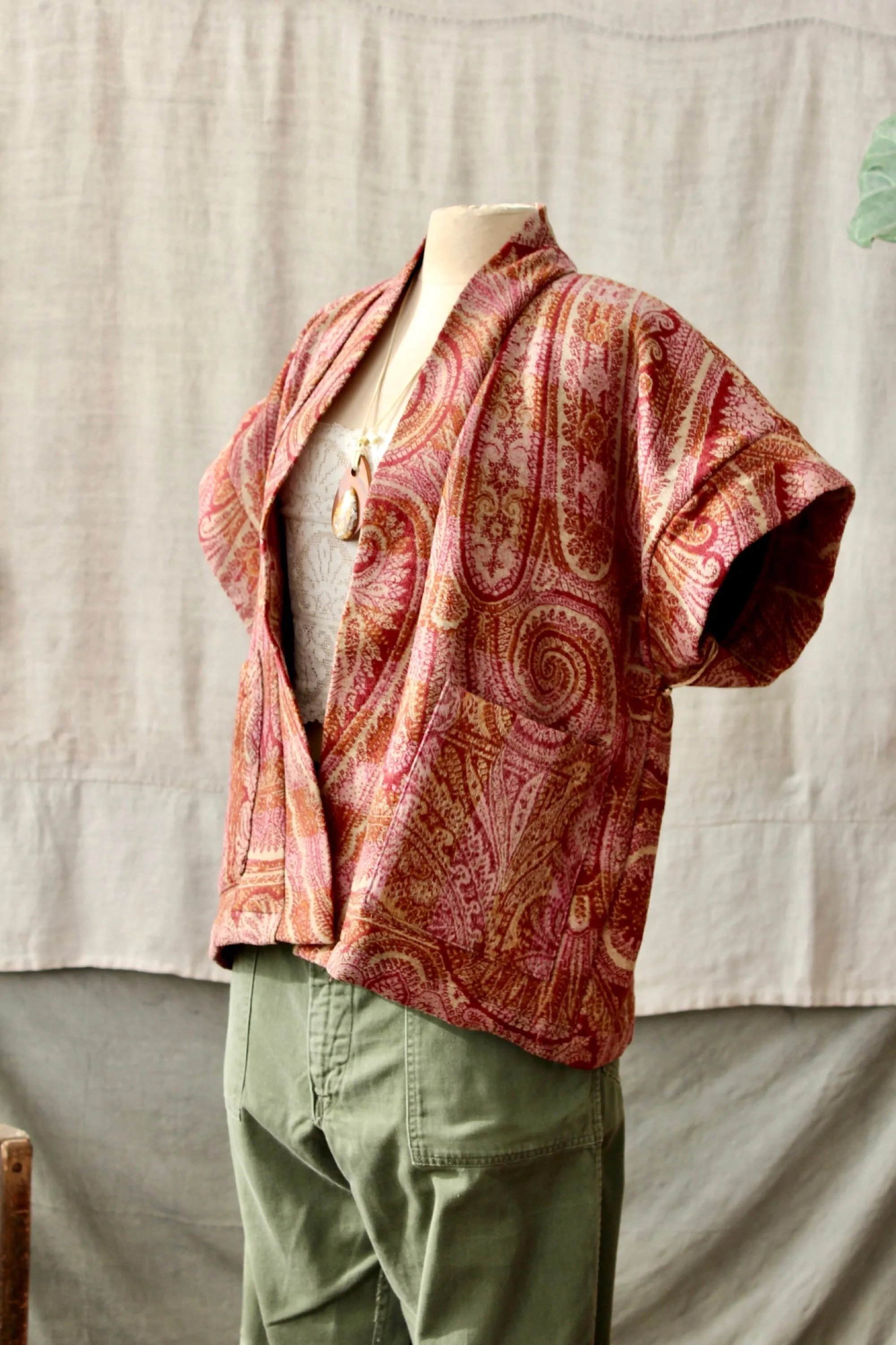 HF159 The Highlands Foundry Wool Paisley Haori Vest