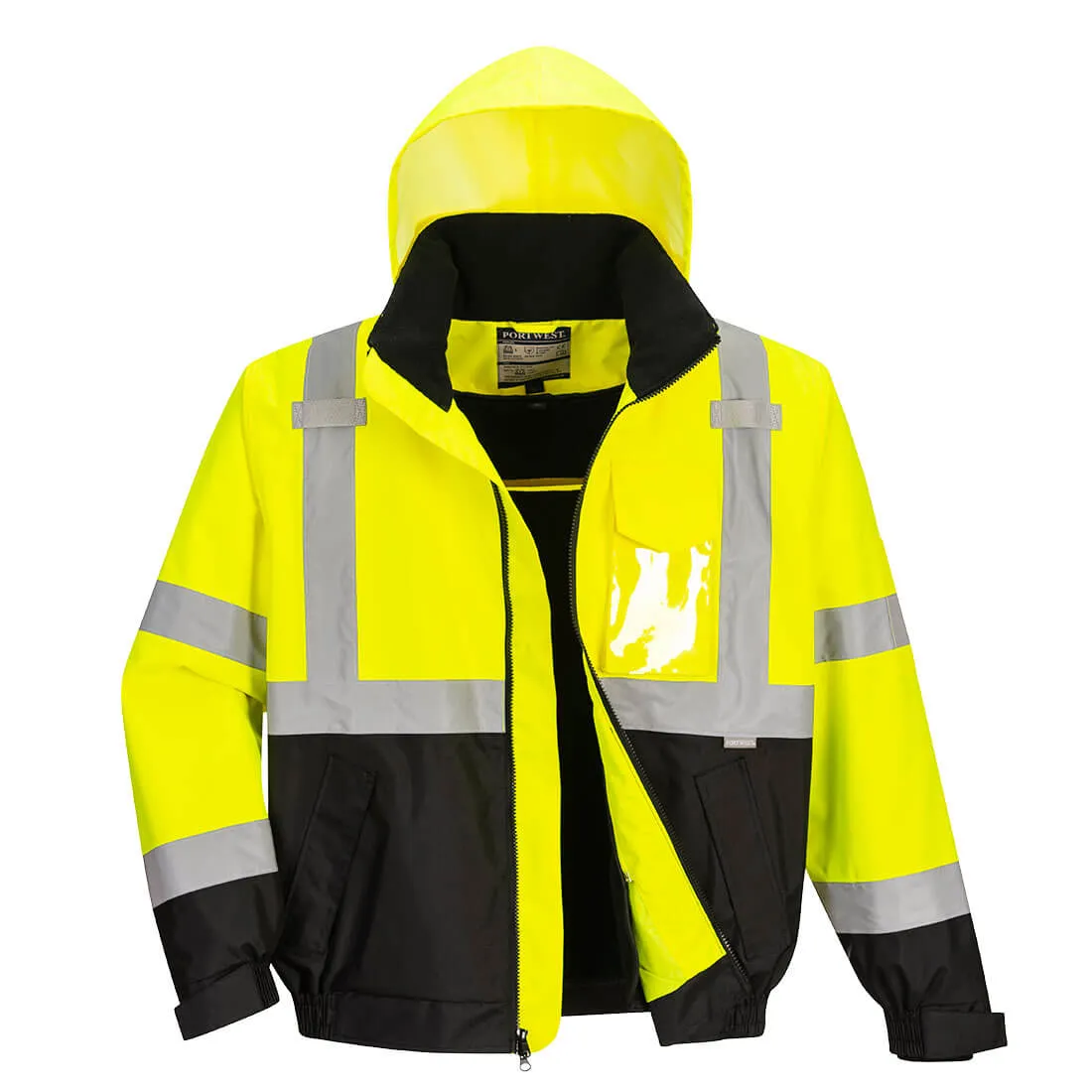 Hi-Vis Premium 2-in-1 Bomber Jacket - Waterproof, Reflective, ANSI Class 3 for Safety in Low-Light Conditions - US364