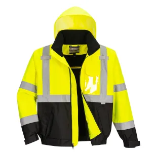 Hi-Vis Premium 2-in-1 Bomber Jacket - Waterproof, Reflective, ANSI Class 3 for Safety in Low-Light Conditions - US364