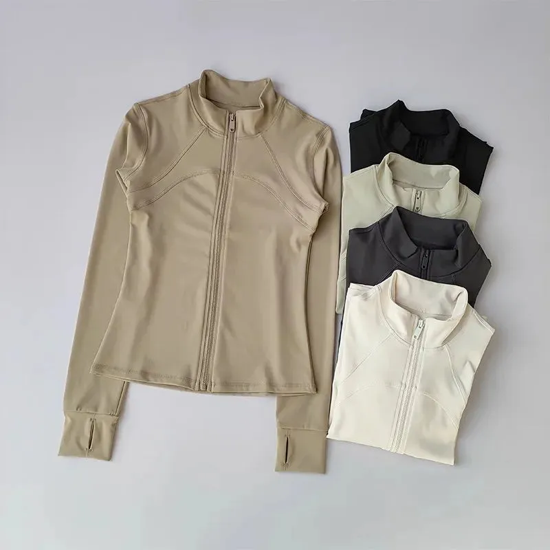 High-End Women's Yoga Suit with Standing Workout  Sweatshirt