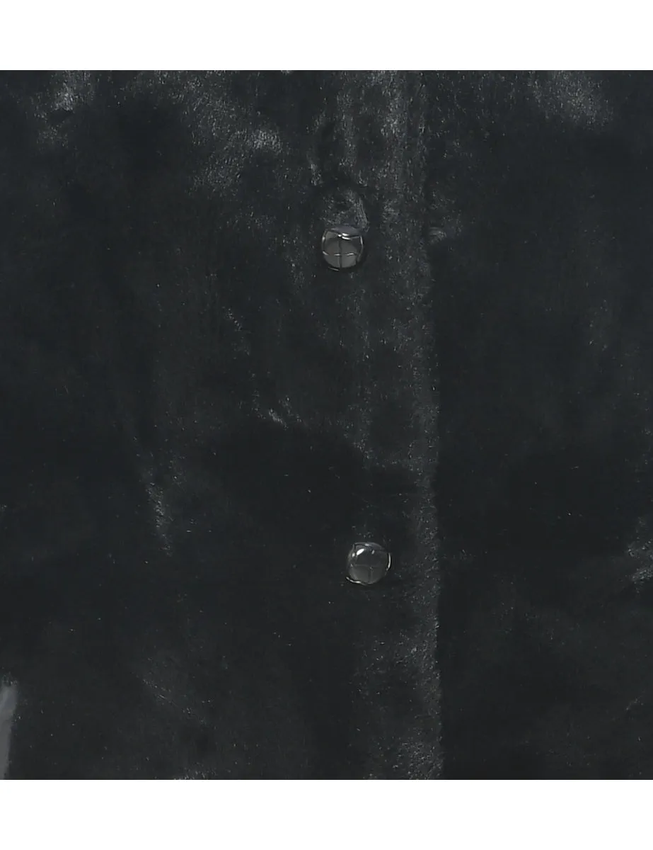 Hooded Faux Fur Coat - L