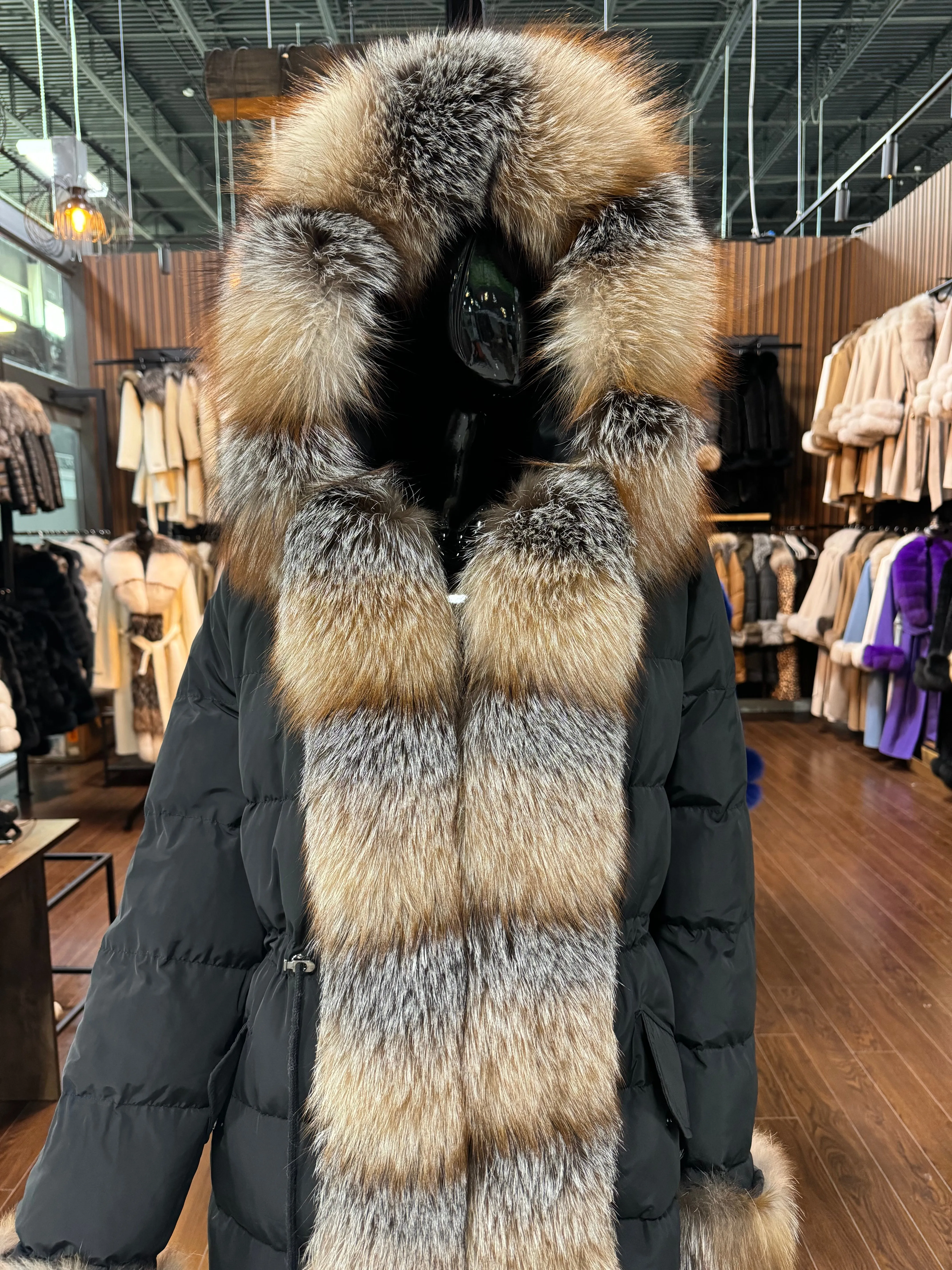 HOODED FOX FUR COAT -SKU 1042