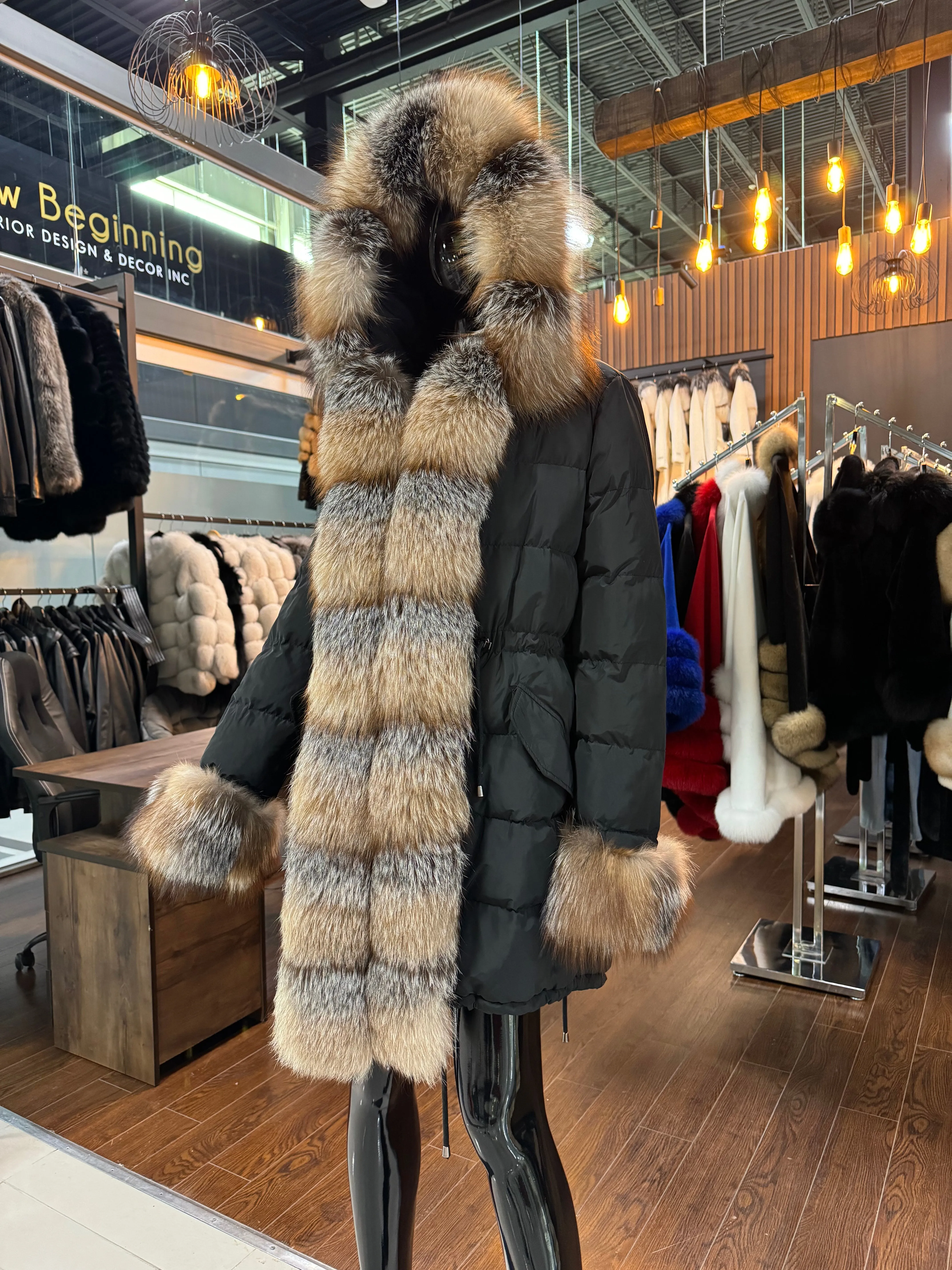 HOODED FOX FUR COAT -SKU 1042