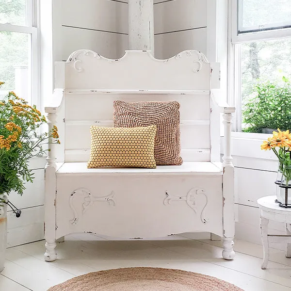 HUGE Ornate Scalloped Storage Bench