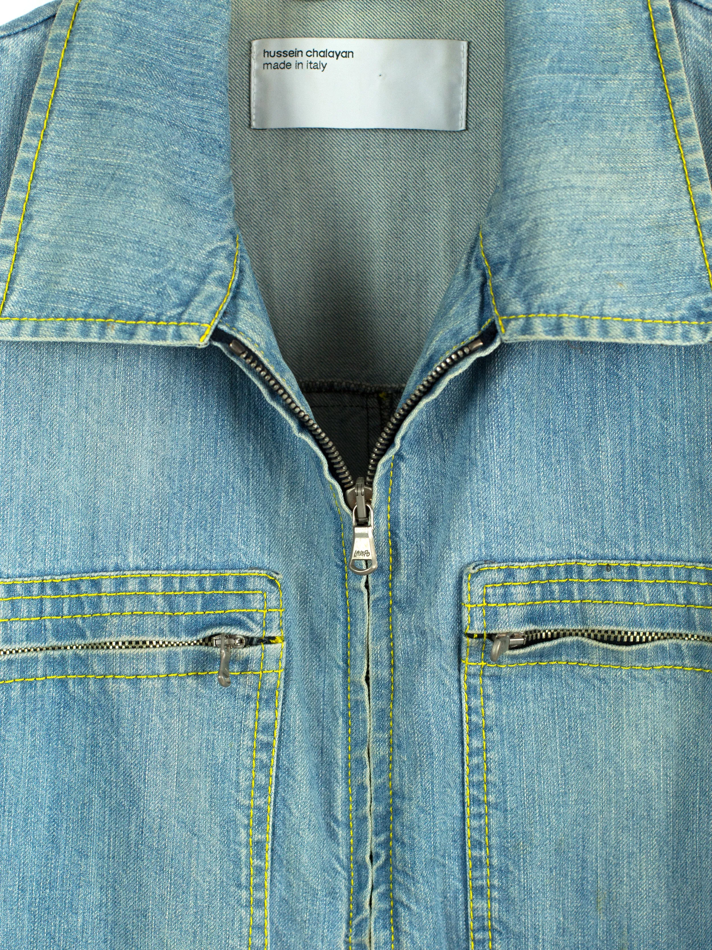 Hussein Chalayan 00s Light Wash Denim Work Jacket