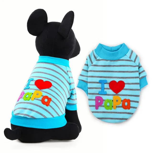 I love papa and mama  winter  Dog Clothes