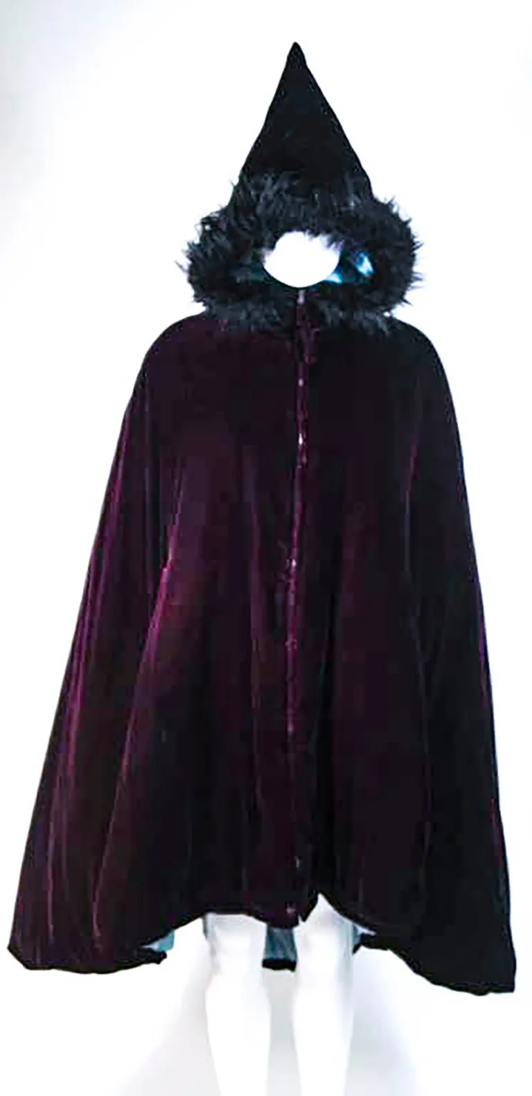 JEAN PAUL GAULTIER Purple Velvet Puff Cloak with Pointed Hood Size 42