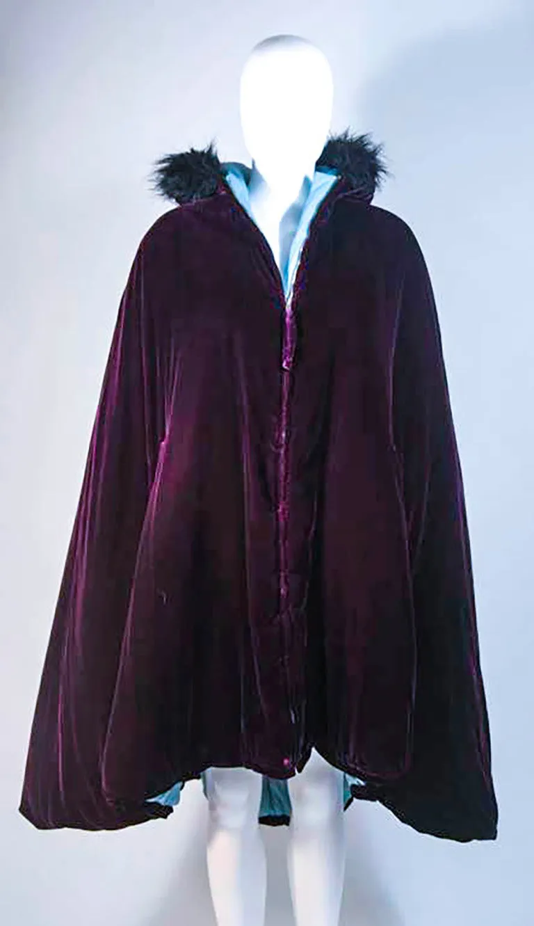 JEAN PAUL GAULTIER Purple Velvet Puff Cloak with Pointed Hood Size 42