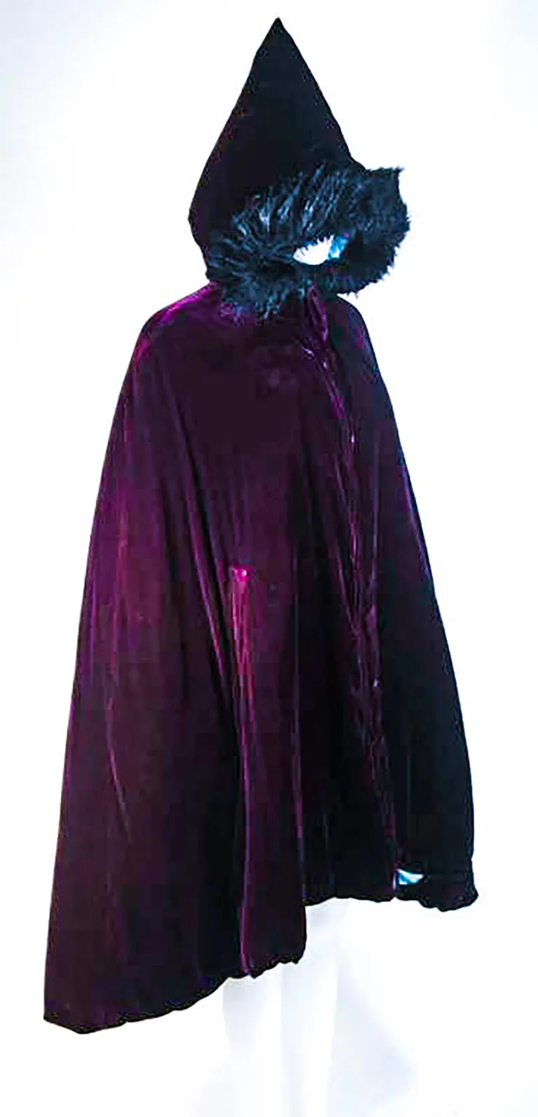JEAN PAUL GAULTIER Purple Velvet Puff Cloak with Pointed Hood Size 42