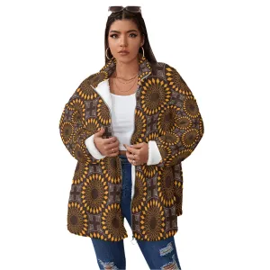 Jumoke African Print Borg Fleece Stand-up Collar Coat (Plus Size)
