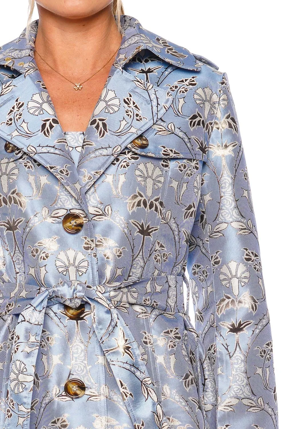 Karlie Arcadia Floral Jacquard Trench Coat