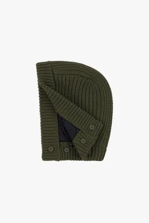 Knit Quilt Hood - Dark Olive / Black