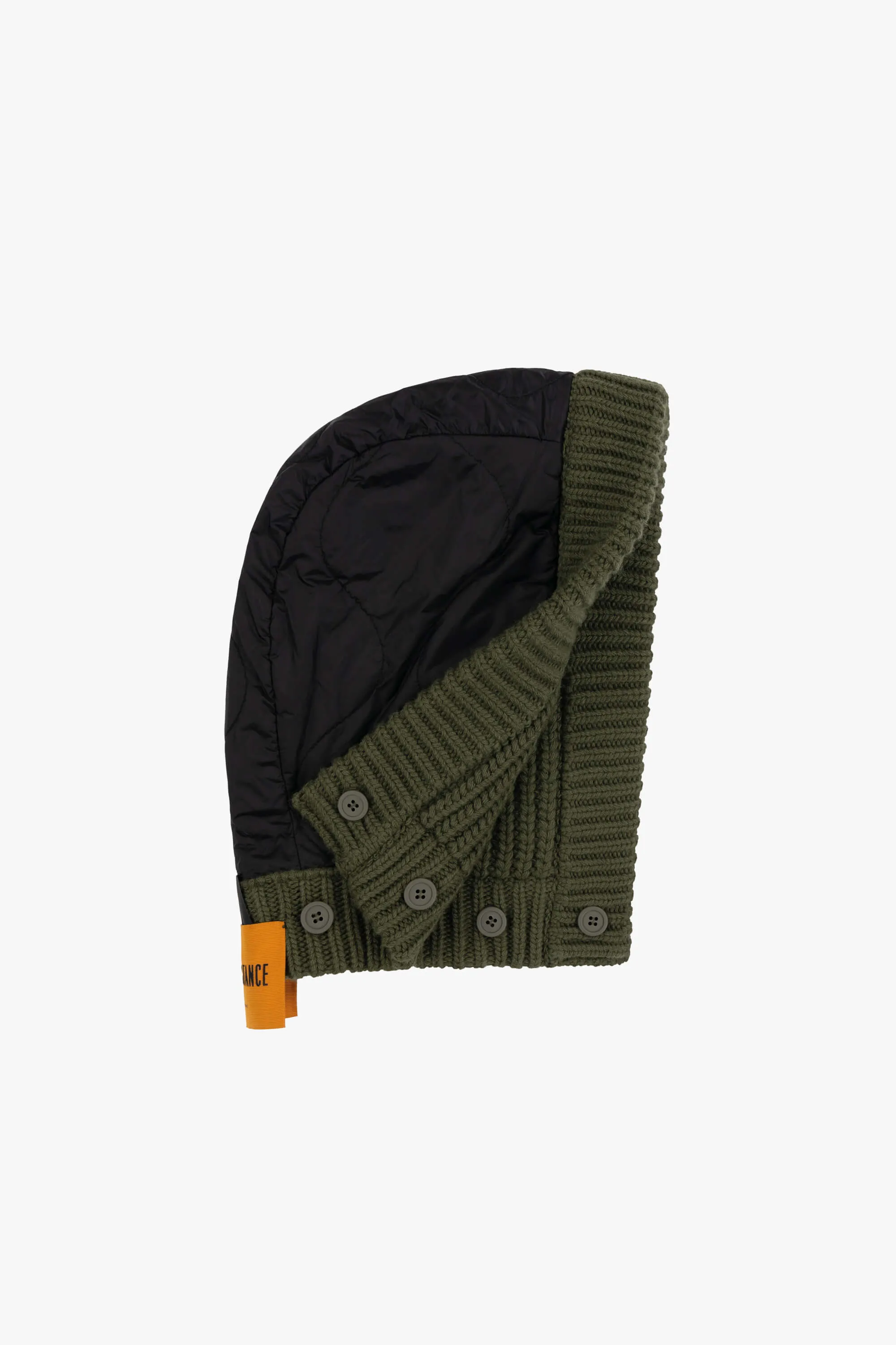 Knit Quilt Hood - Dark Olive / Black