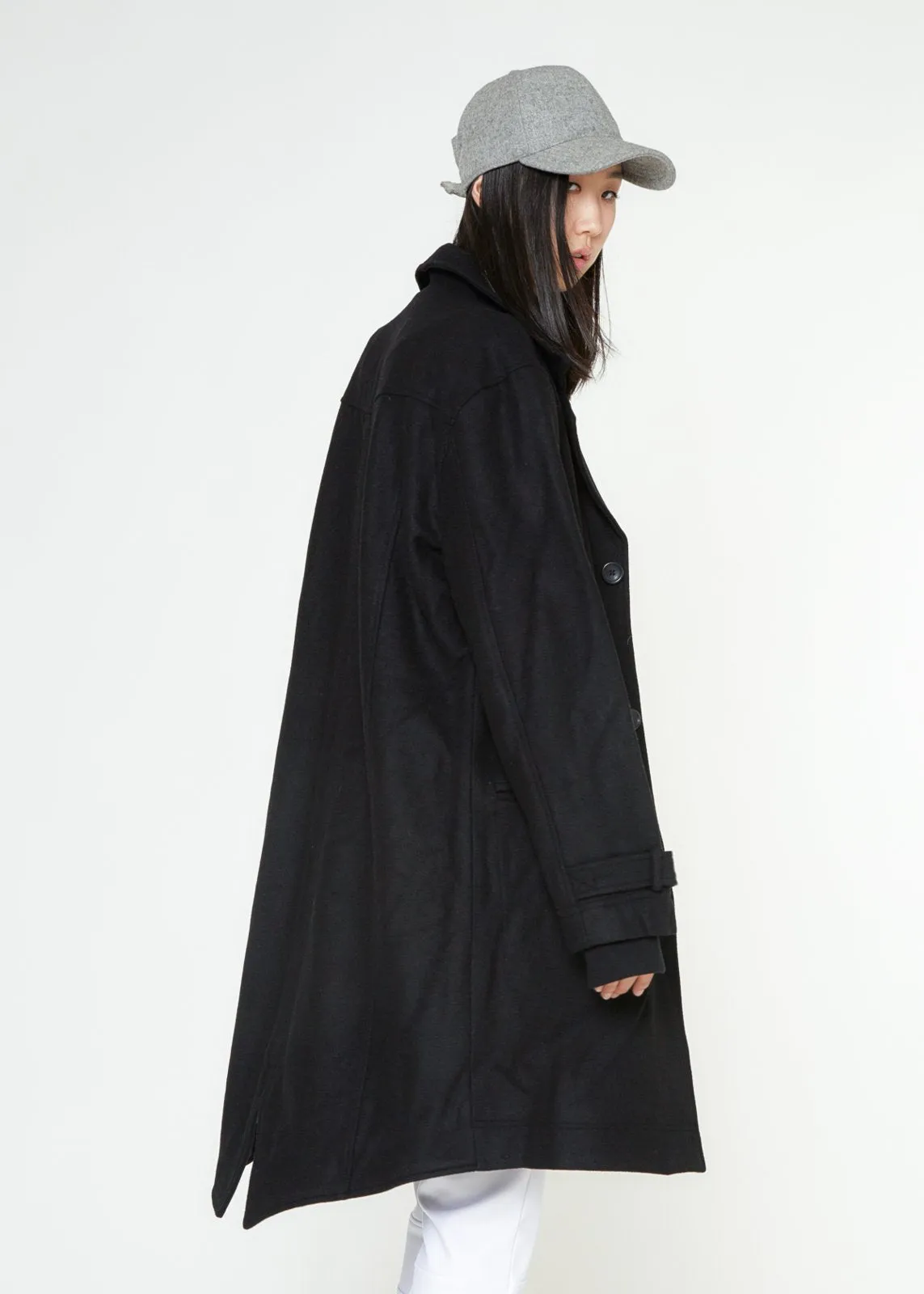 Konus Men's Wool Blend Fish Tail Coat in Black