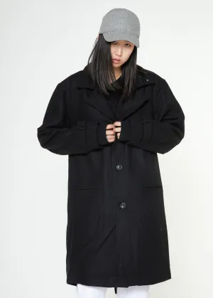 Konus Men's Wool Blend Fish Tail Coat in Black