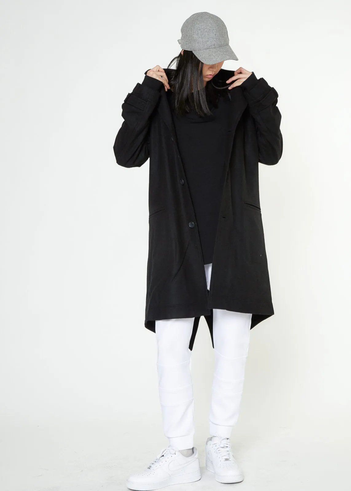 Konus Men's Wool Blend Fish Tail Coat in Black
